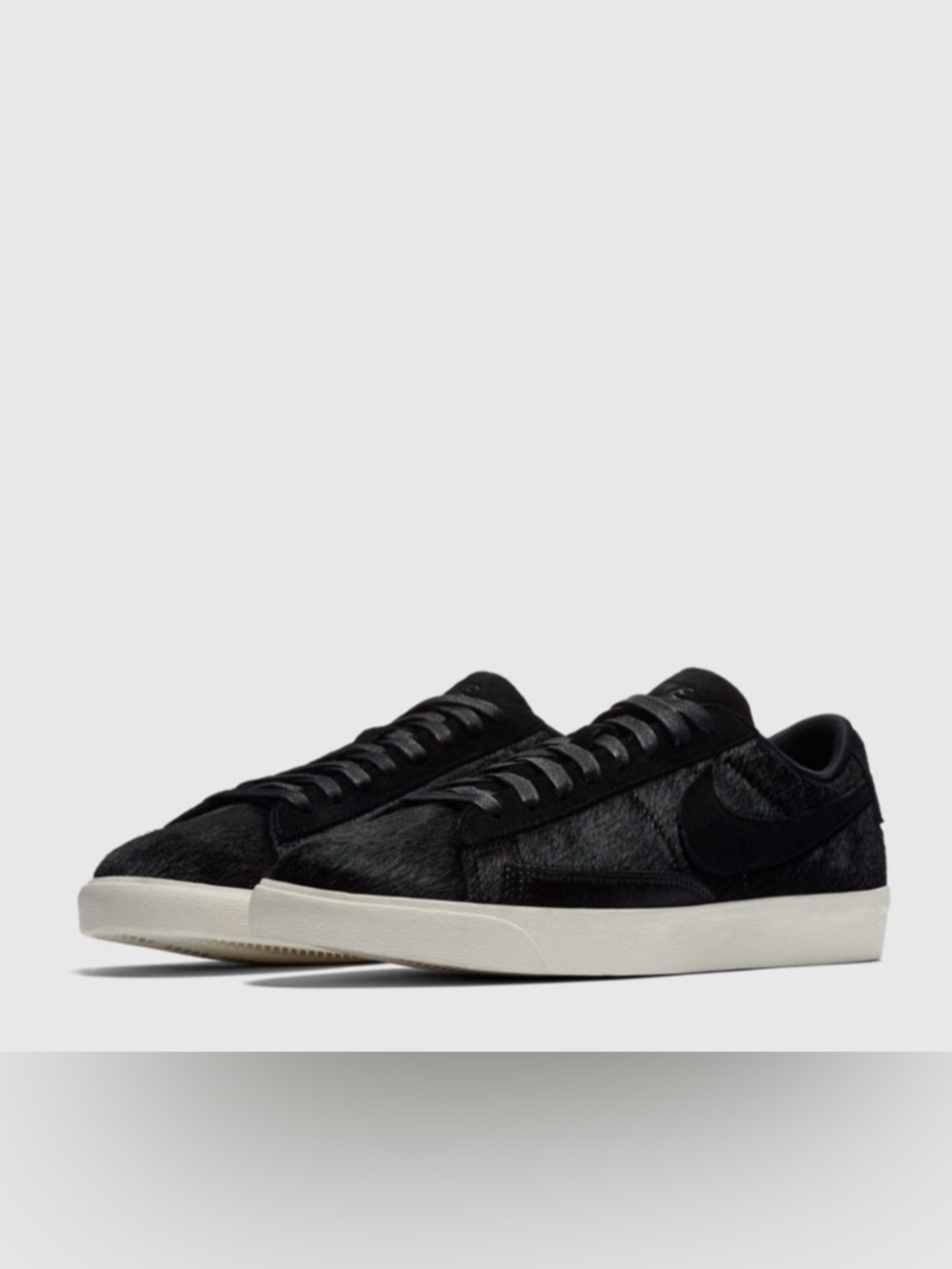 Nike Womens Blazer Low Lux Black Pony Hair Sneakers